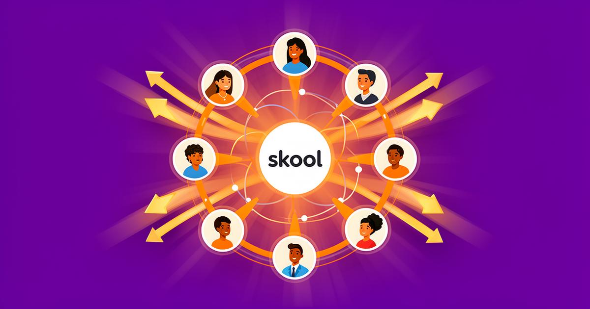 Skool community monetization showing connected members and branded portal with revenue growth